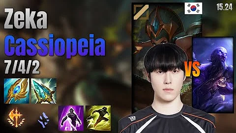 Zeka Mid Cassiopeia vs Ryze lol KR solo rank Full Game 15.24 | 제카 카시오페아 vs 라이즈
