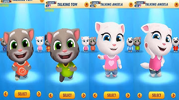 Talking Tom Gold Run Lava Escape VS Cycle Tour Event Tom VS Angela Old VS New outfit Unlocked