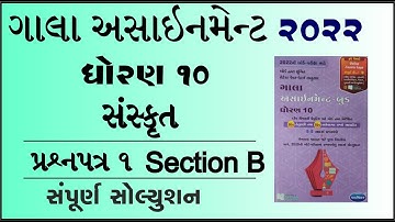 New Gala Assignment 2022 | Std 10 sanskrut paper 1 Section B | std 10 sanskrit paper 1 vibhag b