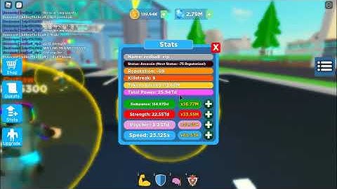 Showing my stats in Super power fighting simulator