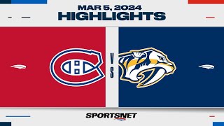 NHL Highlights | Canadiens vs. Predators - March 5, 2024