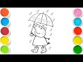 How to Draw a Ballerina Peppa Pig Drawing, Painting &amp; Coloring For Kids and Toddlers_ Kids Art