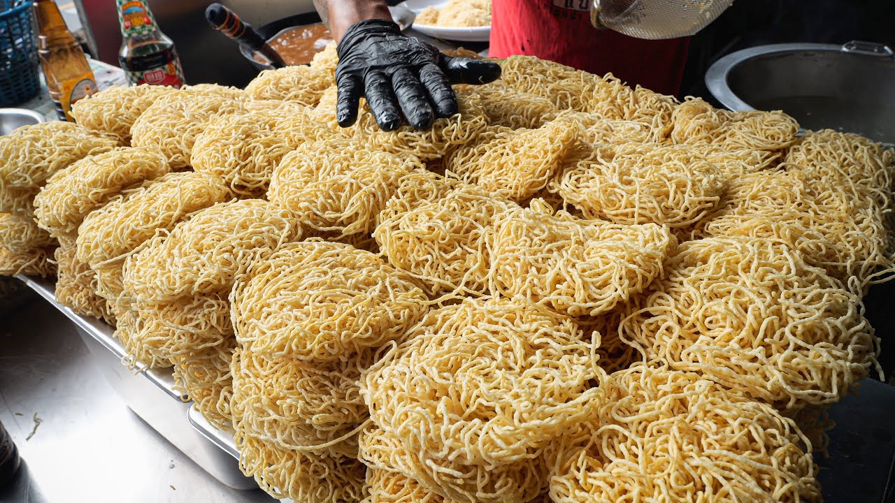 Домашняя хрустящая жареная лапша, уличная лапша | Тайская уличная еда