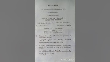 Degree 6th sem CS Model Paper Distributed System