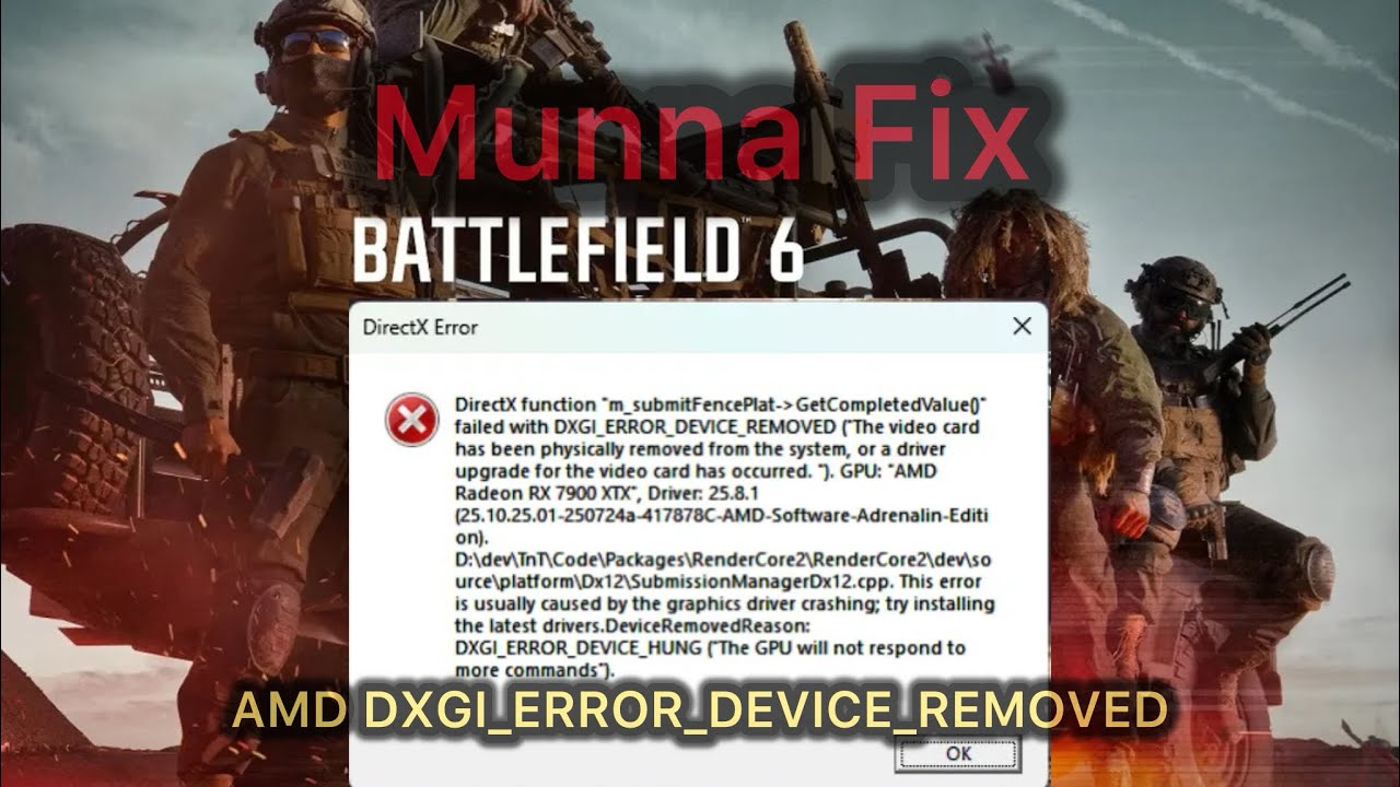 Battlefield 6 Beta DXGI Error Device Removed DirectX AMD Fix #BF6 # ...