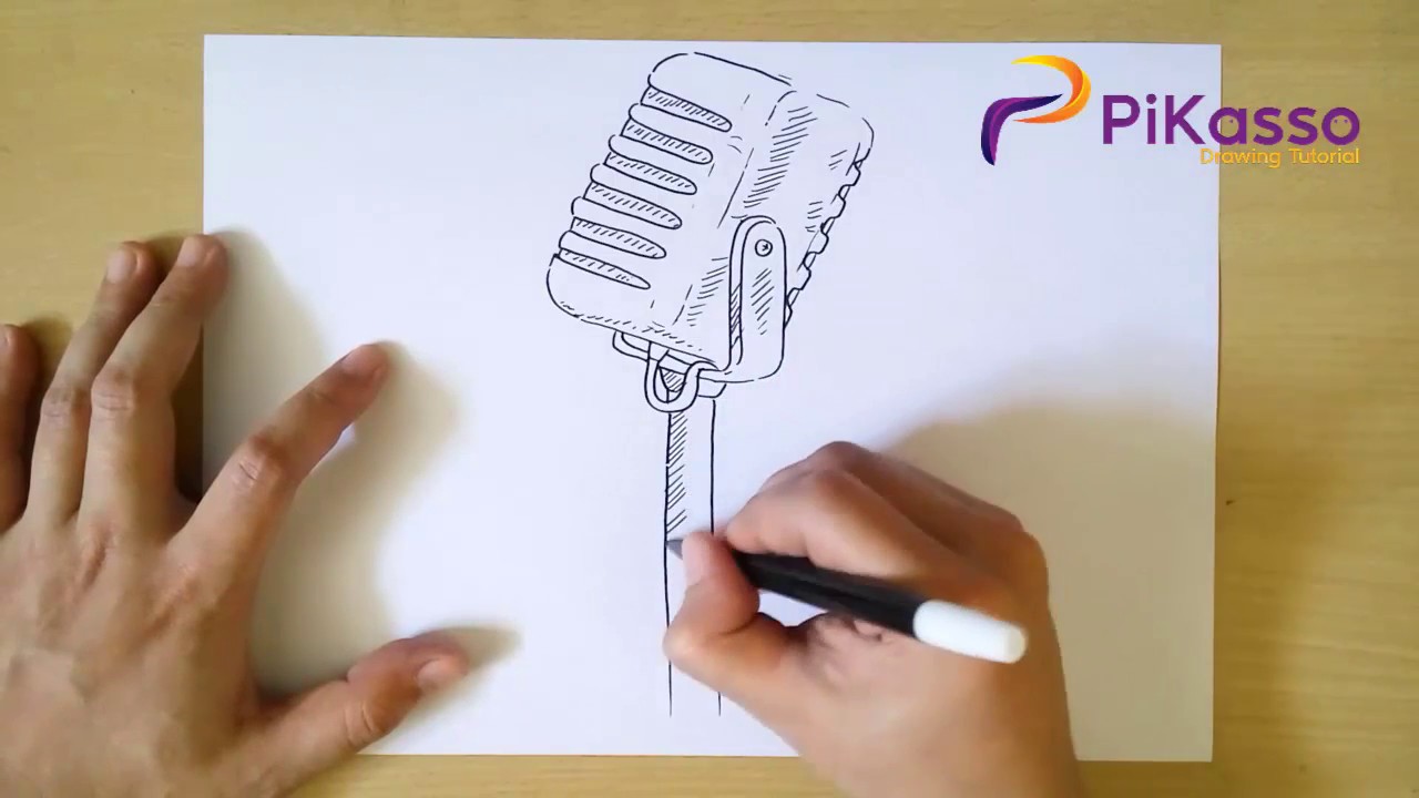 How to draw a MICROPHONE for kids  YouTube