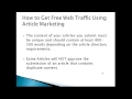How to get free web traffic using article marketing in 2013