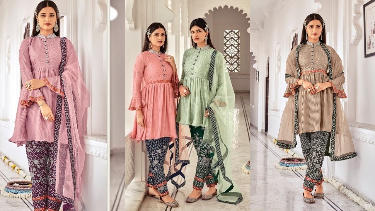 Peplum Short Frock With Pant || Designer Pakistani Collection || Dress ...
