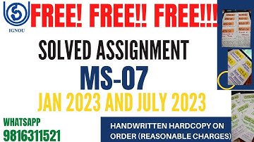 MS7 2023 MBA SOLVED ASSIGNMENT FOR FREE