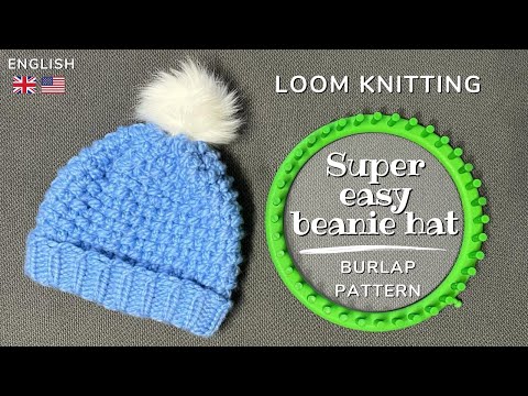 Easy loom knit hat (Burlap pattern) - ENGLISH TUTORIAL - YouTube