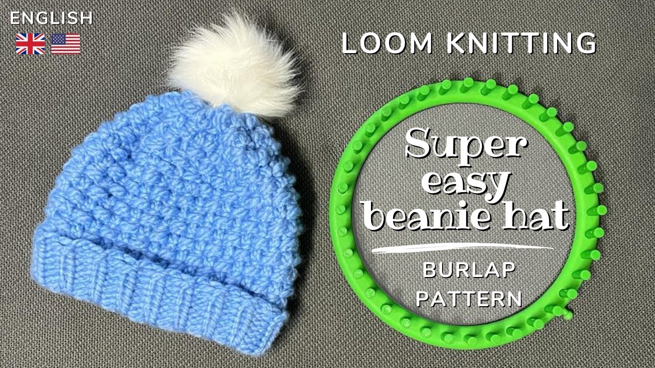 Easy loom knit hat (Burlap pattern) - ENGLISH TUTORIAL - YouTube