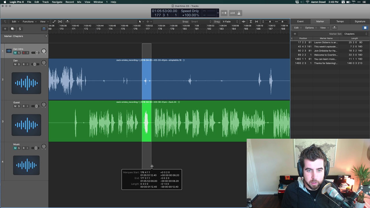 Logic Pro X の Ripple Delete は「削除して移動」って言うんだよね。