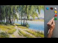 👍 Acrylic Landscape Painting - Spring Afternoon / Drawing Сolor Palette ART / music | Kunst Malerei