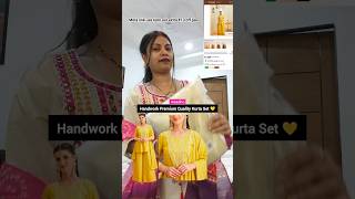 Meesho handwork kurta set 💛 #shorts #meeshokurtaset #meeshokurtasethaul #meeshosuithaul #meesho