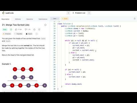 LeetCode 21. Merge Two Sorted Lists 中文解题思路 Java #linkedlist
