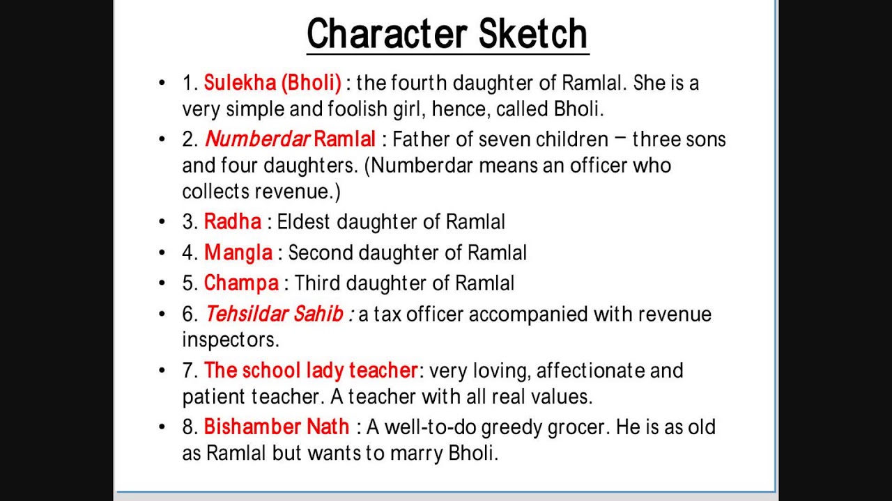 Unique Draw Character Sketch Of Bholi for Kids