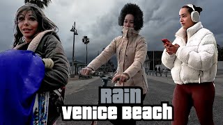 4k🚴RAINY SATURDAY E-BIKE RIDE🌴Santa Monica TO Venice Beach🌴🌴California 🌊