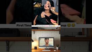 #husnarasiddiqui First time beauty parlour makeup 😂😂