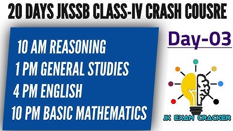 LEC-03 || TIME, WORK AND DISTANCE || BASIC MATHEMATICS || FREE CRASH COURSE FOR JKSSB CLASS-IV ||
