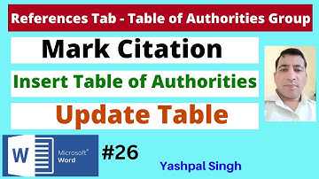 Table of Authorities Group in References Tab | Mark Citation |  | MS Word  | | Hindi |