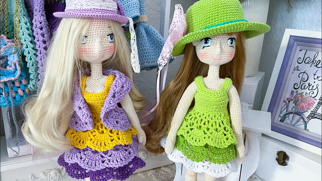 Crochet dresses tutorial ( Dress for crochet doll ) YouTube