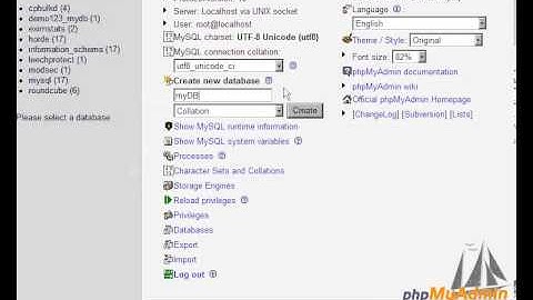 phpmyadmin creating and dropping databases  1  phpmyadmin