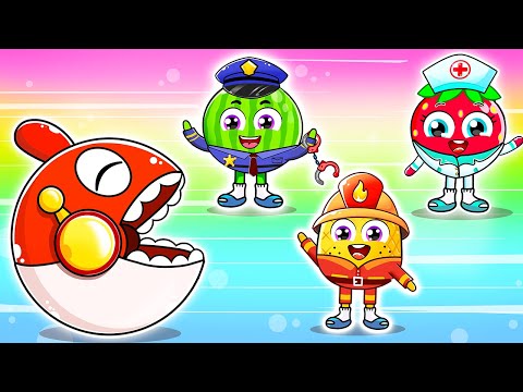 Learn Colors with Occupations 👮‍♀️ Pretend Play👩‍⚕️Jobs Songs🚑Healthy Fruits🍎Sing with Lamba Lamby