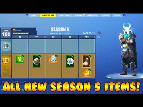 Buying all Season 5 battle pass items in Fortnite!