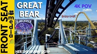 Great Bear POV 4K On-Ride Hershey Park Roller Coaster Front Seat 2019 - B&M Invert