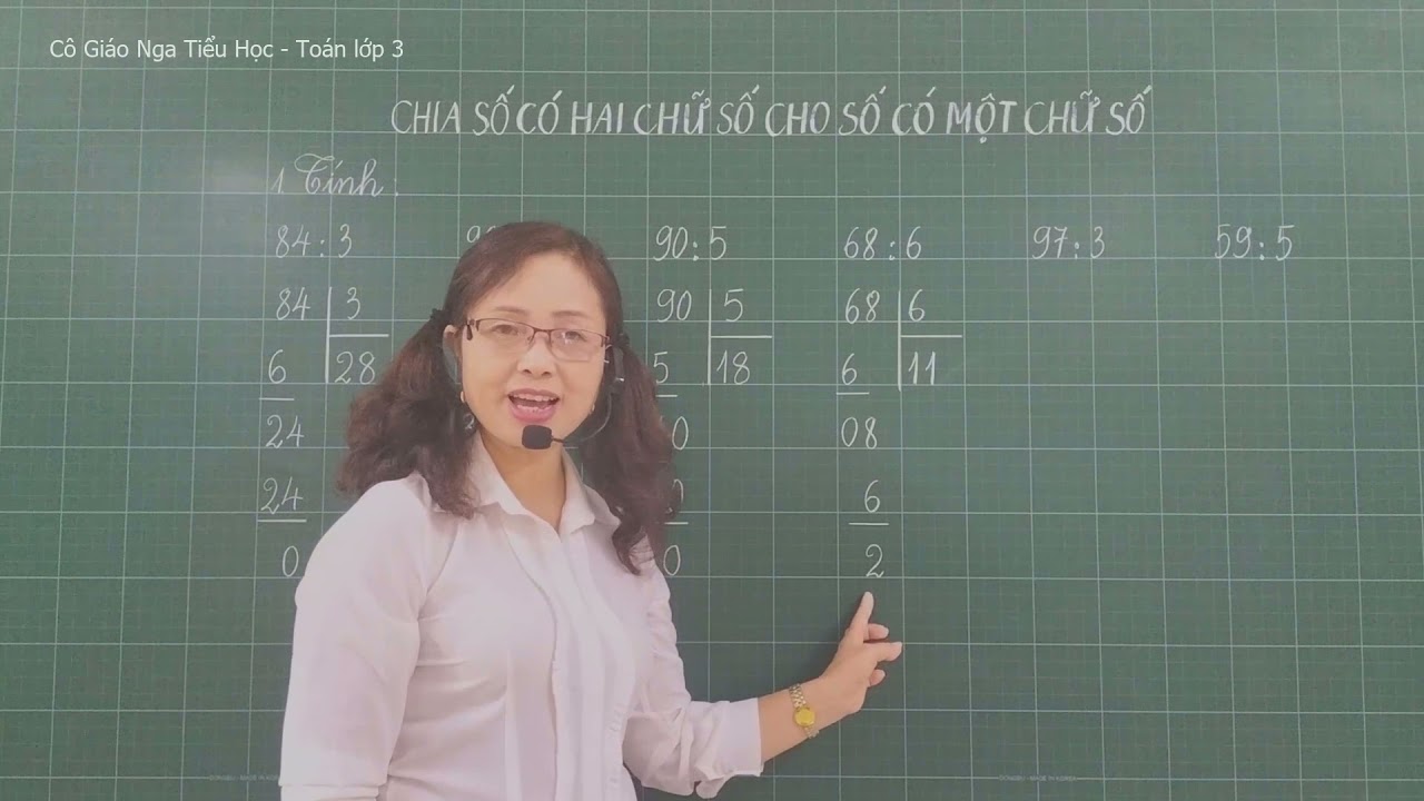 Toán lớp 3 : Bài 49. CHIA SỐ CÓ HAI CHỮ SỐ  CHO SỐ CÓ MỘT CHỮ SỐ