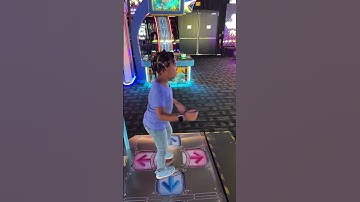 Em And Dance Dance Revolution at Dave and Busters! #funny #kiddos