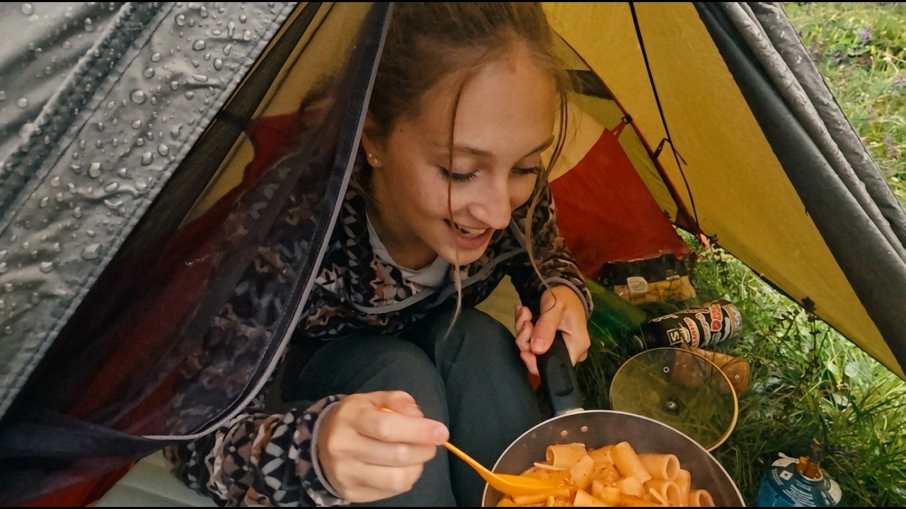 Solo Girl Camping in Rainy Forest | Thunderstorm & Heavy Rain ASMR ...
