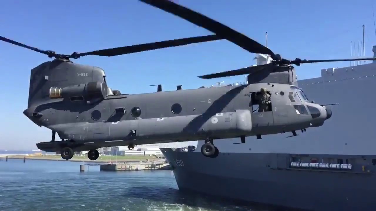 MARSOF Fast Rope training with CH47F Chinook helicopter on board HNLMS ...