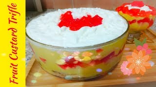 Fruit Custard Trifle Recipe |  How to Make Custard Trifle