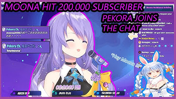 Moona Hit 200K Subs Moment & Pekora Joins The Chat + Announcement [ CLIP MOMENT ]