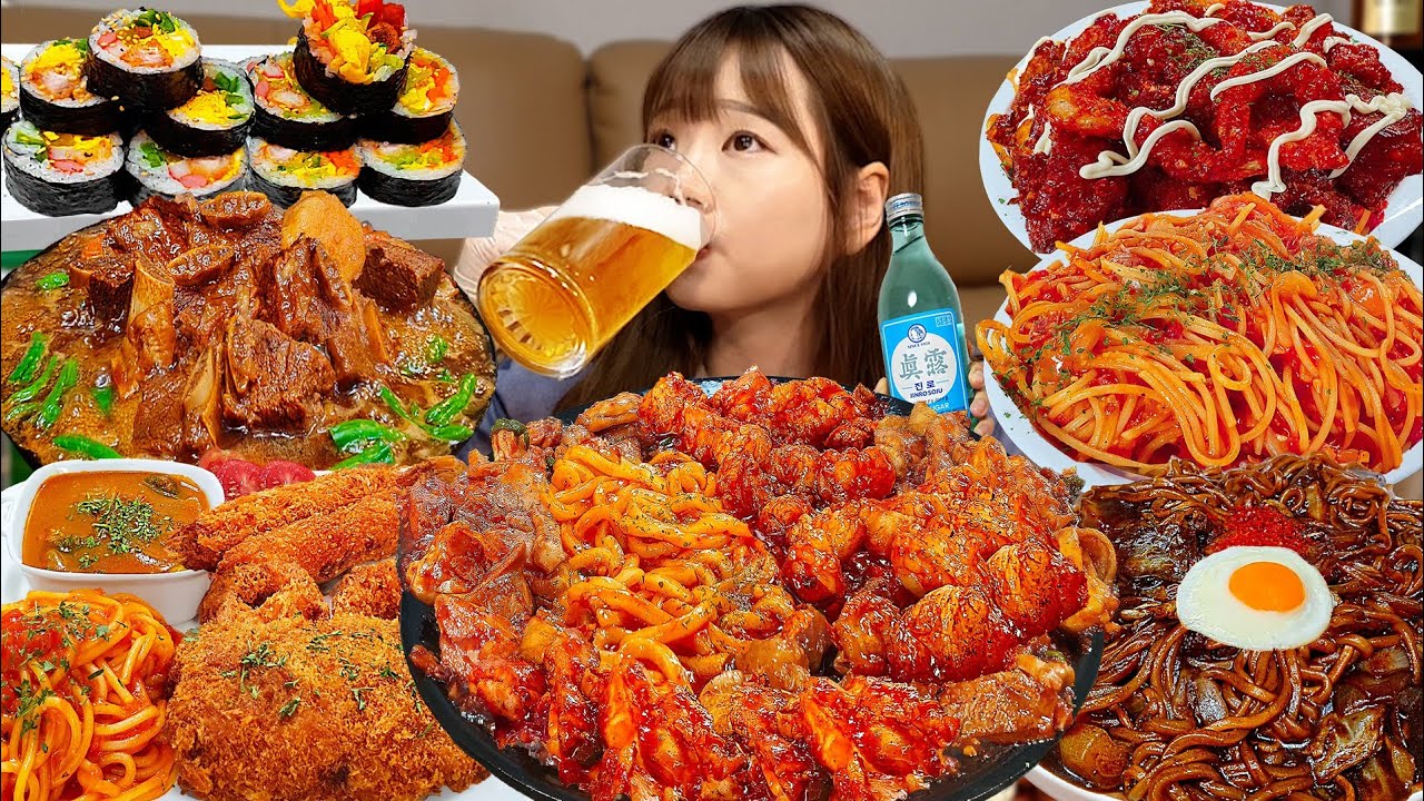 Sub)Real Mukbang- 12 легендарных видео 2023 года 👩🏻‍🍳 Острая лапша, курица, говяжьи кишки 🔥 ASMR