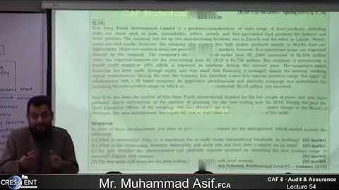 CAF 08 - AUDIT   LECTURE # 54  BY SIR ASIF   SEPTEMBER 2024 ATTEMPT