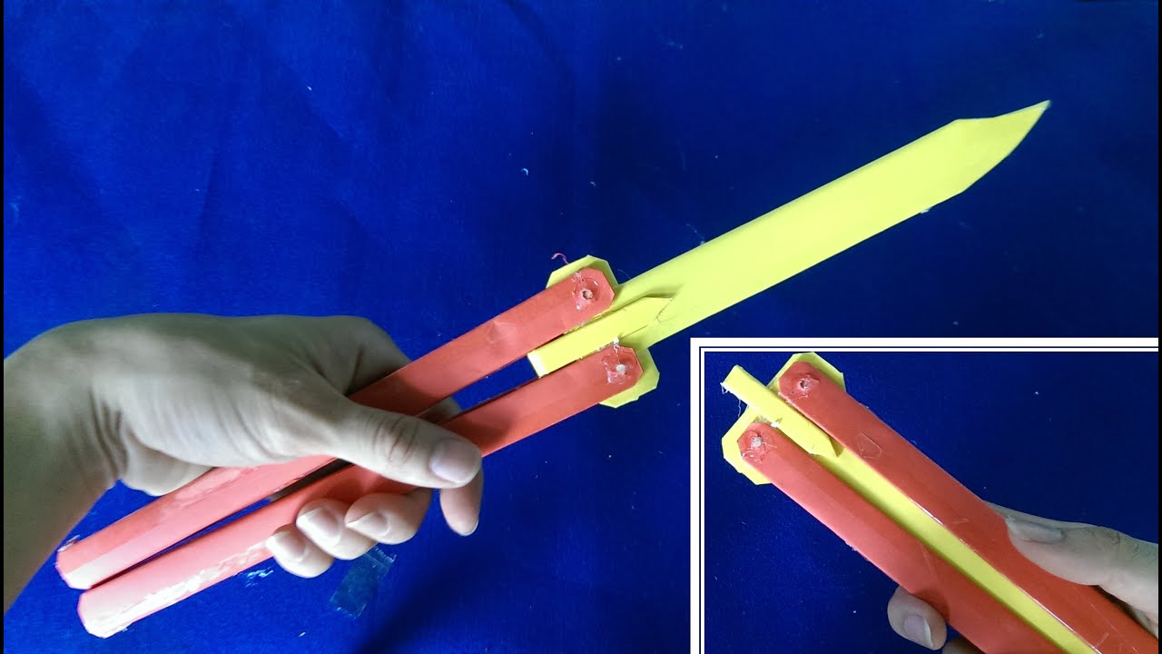 Как сделать нож-бабочку из бумаги | Balisong - YouTube