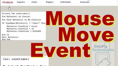Give Web Page feel to Access Forms with the Mouse Move event ~ DataPig