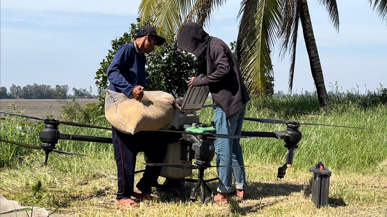 máy bay t40 sạ lúa vụ đông Xuân - YouTube