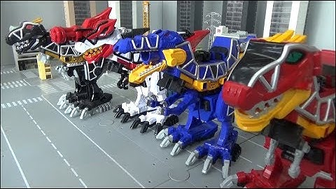 Power Rangers Dino Charge 4 Dinosaur Megazord Toys Transformation 파워레인저 다이노포스 4대 공룡 로봇 장난감 변신