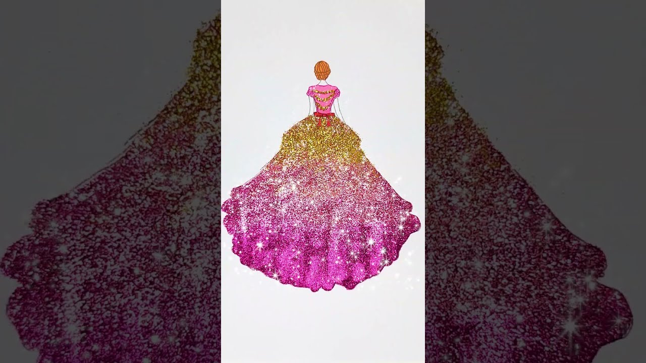 Pink And Gold Princess Dress Glitter Art Glitterart Shorts Princessdress