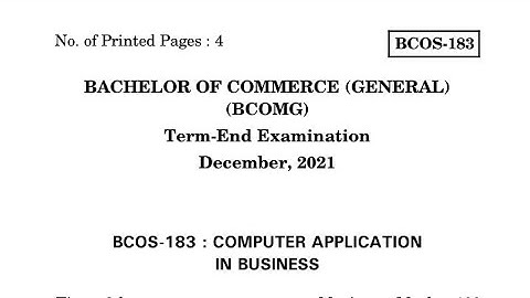 BCOS-183: COMPUTER APPLICATION IN BUSINESS IGNOU