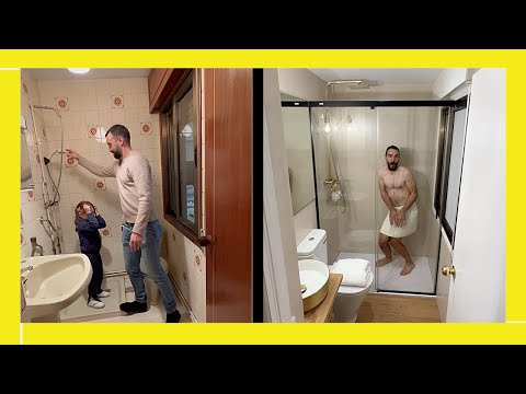 🚀 До и После: РАДИКАЛЬНОЕ преображение ванной комнаты! 🛁 Ремонт стенами из МИКРОЦЕМЕНТА 💪