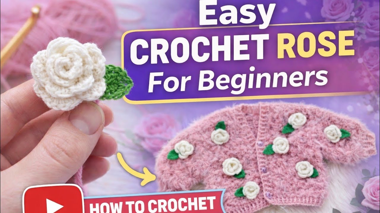 Easy Crochet Rose for Beginners 🌹 | Step-by-Step Crochet Flower Tutorial