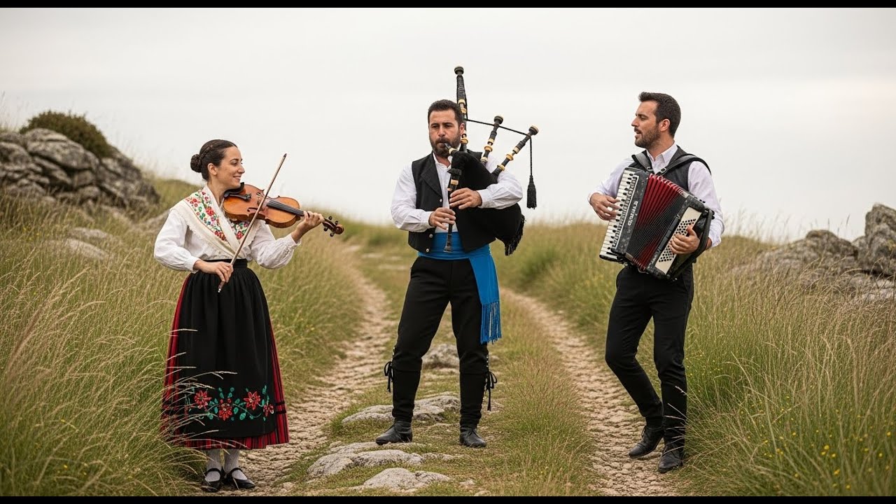 Sương Nhẹ Trên Làng Xưa Ven Biển Atlantic – Hồn Núi Galician Celtic