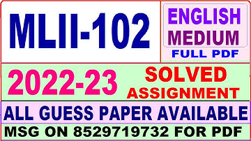 MLII 102 solved assignment 2022-23 / MLII 102 solved assignment in English / ignou mlis solved