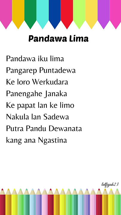 LAGU PANDAWA LIMA | LAGU PEMBELAJARAN   #laguanak #pandawalima #lagupembelajaran