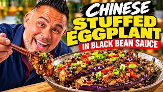 Chinese Stuffed Eggplant, Peppers & Tofu | Rich Black Bean Sauce