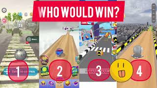 Who would win? rollance vs going balls vs city ball run vs sky rolling ball 3d